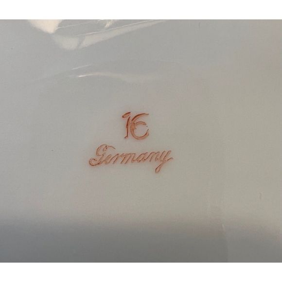 Vintage‎ Oval Oblong Serving Dish German Hand Painted Rose Gilt Ruffled Edge - Picture 6 of 6